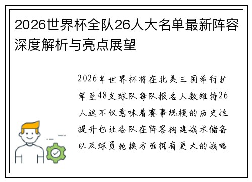 2026世界杯全队26人大名单最新阵容深度解析与亮点展望 2026世界杯全队26人大名单最新阵容深度解析与亮点展望